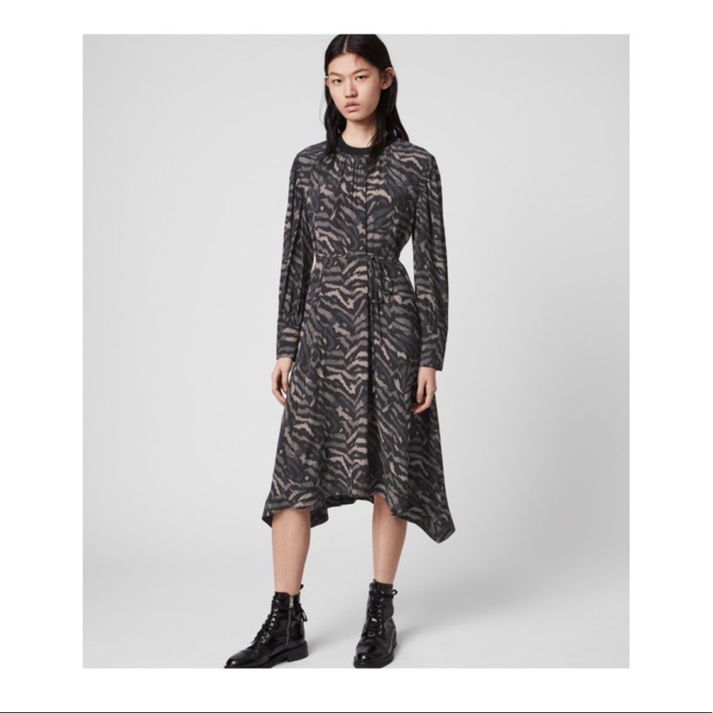 Allsaints , Animal Print sleeve dress